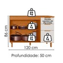 Ver imagem 3 de Balcão com Tampo 3 Portas 2 Gavetas 120 cm MDF Bari Freijo Off Acetinado Poliman