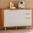 Ver imagem 2 de Balcão com Tampo 3 Portas 2 Gavetas 120 cm MDF Bari Freijo Off Acetinado Poliman