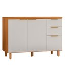 Ver imagem 1 de Balcão com Tampo 3 Portas 2 Gavetas 120 cm MDF Bari Freijo Off Acetinado Poliman