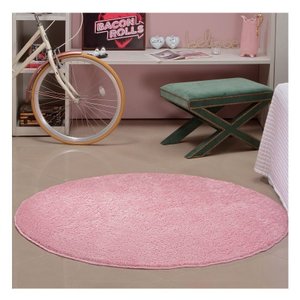 Tapete Redondo Antiderrapante 1,50 Classic Oas Rosa Bebe