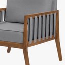 Ver imagem 4 de Poltrona Mariah Braço Madeira Tecido Linho Cinza