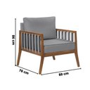 Ver imagem 2 de Poltrona Mariah Braço Madeira Tecido Linho Cinza