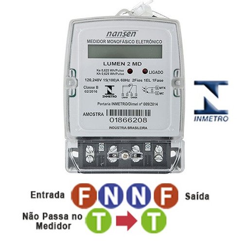 Medidor de Energia Monofásico 2fios Nansen Lumen 2 Md (f+n) - 2