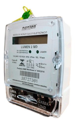 Medidor de Energia Monofásico 2fios Nansen Lumen 2 Md (f+n)