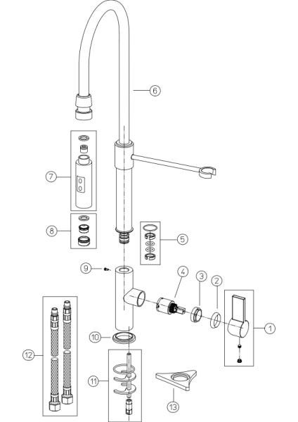 Misturador Monocomando para Cozinha Linea Cox Paini - 3