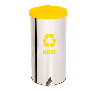 Lixeira Coleta Seletiva Pedal 100l de Aço Inox - Amarelo