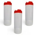 Ver imagem 1 de Kit 3 Bisnaga Dosadora Profissional Lisa 600ml Molho Bpa Free Vermelha