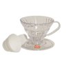 Suporte Filtro de Café Hario V60-01 Acrílico Transparente + Colher e 40 Filtros Brancos - 1
