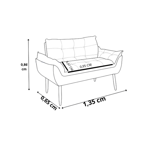 Kit 01 Namoradeira Opala 02 Lugares Decorativa Suede