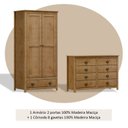 Ver imagem 6 de Conjunto Infantil Guarda-Roupa 2 Portas e Cômoda 8 Gavetas 100% Madeira Maciça - Topázio Finestra Marrom/Freijó