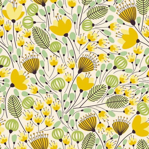 Papel de Parede Decorativo Floral Amarelo Variadas 2,5m