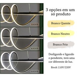 Pendente Horizontal Espiral Led Preto Escritorio Bet26 - 5