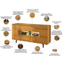 Ver imagem 3 de Aparador Buffet para Sala de Jantar com Led 5 Portas 1 Gaveta Lizzano B01 Cinamomo - Lyam Decor