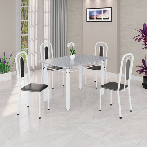 Conjunto Sala de Jantar com 4 Cadeiras Lívia Branco/Preto
