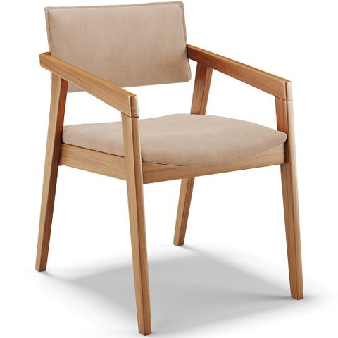 Cadeira para Sala de Jantar Estar Living Giorgia B04 Suede Bege - Lyam Decor