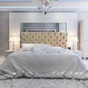 Ver imagem 2 de Cabeceira Capitonê Suede Liso Bege - Casal 140X60 RBL