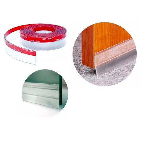 Veda porta contra poeira insetos água autoadesivo incolor 3m Woodglass veda porta incolor autoadesiv