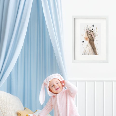 Quadro Infantil Grande Princesinha - 60x48cm:moldura Branca