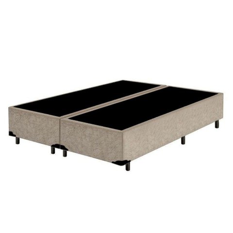 Cama Box Blindado King Bipartido Loja Xerife Suede Bege 40x193x203