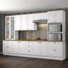 Cozinha Completa 6 Peças Americana Branco com Cristaleira Tampo Nature - Móveis Henn - 2