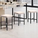 Ver imagem 2 de Kit 06 Banquetas Baixa Bar Cozinha Sala de Jantar Preto Stella L02 Suede Bege - Lyam Decor