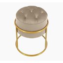 Ver imagem 1 de Puff Banqueta Estofado Decorativo Base de Ferro Capitonê Suede Bege do Lar Móveis e Decoração