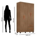 Ver imagem 2 de Kit Guarda-Roupa Solteiro 4 Portas e Cômoda Sapateira 2 Portas Lisa Carvalho Oak
