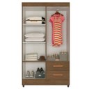 Ver imagem 4 de Kit Guarda-Roupa Solteiro 4 Portas e Cômoda Sapateira 2 Portas Lisa Carvalho Oak