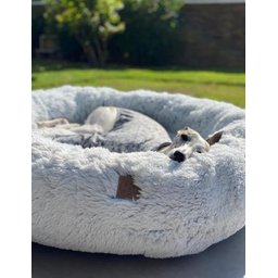 Cama Nuvem para Pets Cachorros e Gatos Luxo G 70x70:Branco com Azul - 4