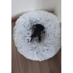 Cama Nuvem para Pets Cachorros e Gatos Luxo G 70x70:Branco com Azul - 3