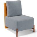 Ver imagem 1 de Poltrona Decorativa Sala Estar Living Pés Madeira Hungria L02 Couríssimo Whisky Bouclê Cinza - Lyam