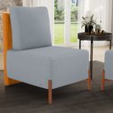 Ver imagem 2 de Poltrona Decorativa Sala Estar Living Pés Madeira Hungria L02 Couríssimo Whisky Bouclê Cinza - Lyam