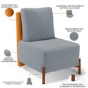 Ver imagem 4 de Poltrona Decorativa Sala Estar Living Pés Madeira Hungria L02 Couríssimo Whisky Bouclê Cinza - Lyam