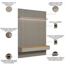 Ver imagem 5 de Painel Ripado para TV 85 pol com Bancada Orgânica e Prateleira LED 219cm Slats L05 Tauari Gris