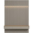 Ver imagem 7 de Painel Ripado para TV 85 pol com Bancada Orgânica e Prateleira LED 219cm Slats L05 Tauari Gris