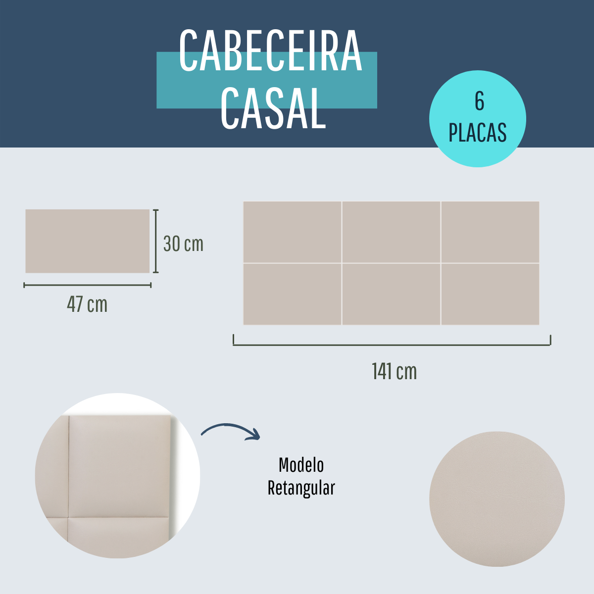 Cabeceira Casal Corino 141x60 Cama Box Modulada Retangular Marfim - 6