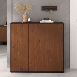 Sapateira de Porta Grande 18 Pares Calçado 45 Armário Madeira Preto Miran Idimex