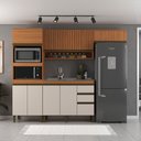 Ver imagem 1 de Cozinha Compacta Cecilia 7 Portas 3 Gavetas Ripado Freijó/off White - Jcarvalho