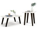 Ver imagem 1 de Conjunto 2 Mesas De Centro e Lateral - Sala de estar - Mesa Branca e Pé Preto