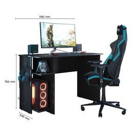 Escrivaninha Gamer Preto 3875 - Belliv Decor - 4