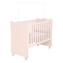 Ver imagem 4 de Jogo de Quarto Infantil Doce Sonho Guarda Roupa 3 Portas e Berço Rosa Acetinado com Rodízio -