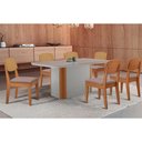 Ver imagem 1 de Conjunto: Mesa de Cozinha Pietá Tampo c/ Vidro Curvo 180cm+6 Cadeiras Havana Naturale/Off White -
