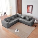 Ver imagem 7 de Kit Sofá Modular 5 Lugares Moderno Curvo Orgânico Adapt Bouclé - Doce Sonho Móveis