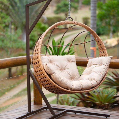 Cadeira para Jardim Ninho Balanço Lídia Bege/Caramelo