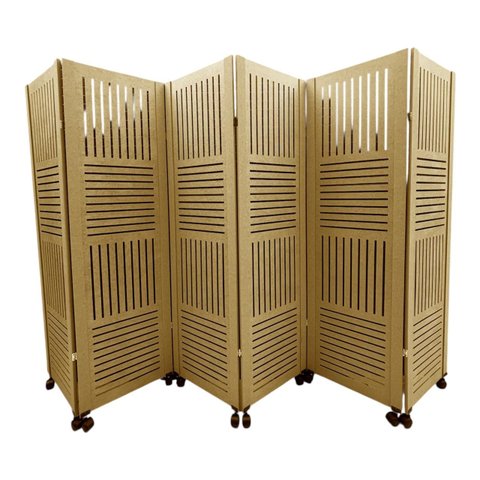 Biombo Divisor Ambiente Rj 06 Folhas C/ 12 Rodízios