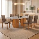 Ver imagem 2 de Mesa de Jantar Eloise 180cm Tampo Mdf Vidro Canto Copo com 6 Cadeiras Lira