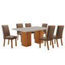 Ver imagem 1 de Mesa de Jantar Eloise 180cm Tampo Mdf Vidro Canto Copo com 6 Cadeiras Lira