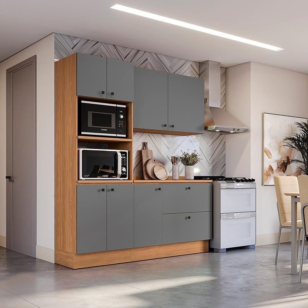 Armário de Cozinha Compacta Torre Quente 190cm Canela/cinza