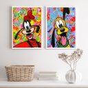 Ver imagem 2 de Kit 2 Quadros Decorativos Grafite Pluto Pateta 24x18cm:madeira Preta