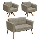 Ver imagem 6 de Kit 01 Namoradeira e 02 Poltronas Elisa Suede Marrom Rato
